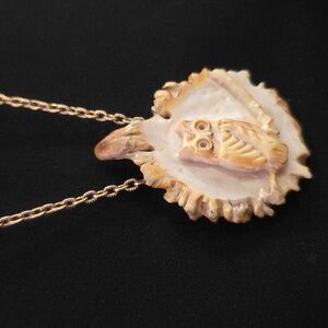 Hand Carved Owl Pendant Necklace